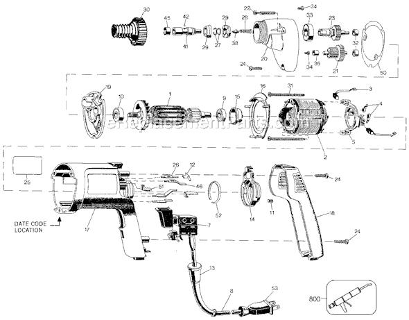 Page A Diagram and Parts List for 2059 Type 10 Black and Decker Electric Drill